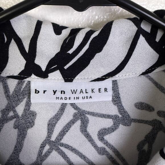 Bryn Walker Rayon Tunic Womens Medium White Abstract Long Sleeve Black Career - Picture 10 of 12